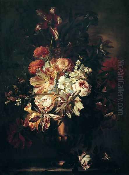 Flowers in a Bronze Vase 1670 Oil Painting by Abraham Brueghel