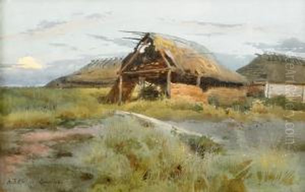 Barns Oil Painting by Albert Nikolaivich Benua