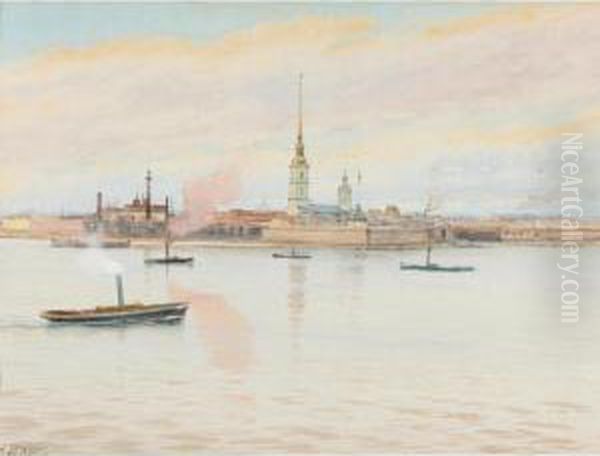 View Of The Admiralty, St. Petersburg Oil Painting by Albert Nikolaivich Benua