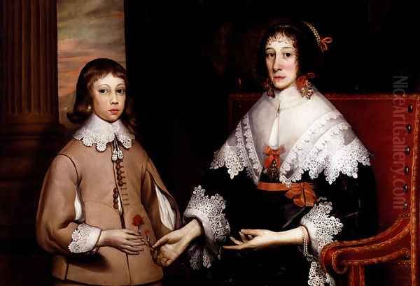 Portrait Of A Lady And Her Son Oil Painting by Edward Bower