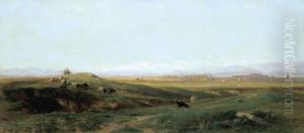 Vue De La Campagne Romaine. Oil Painting by Jean Achille Benouville