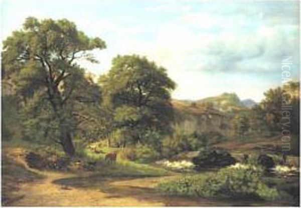 Pastoral Landscape Oil Painting by Jean Achille Benouville