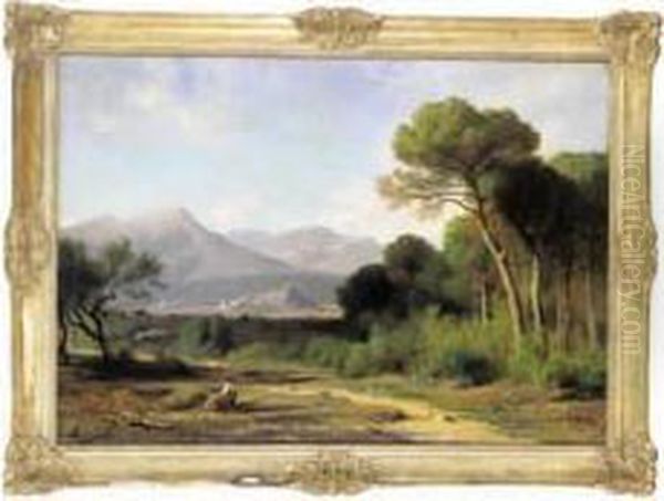 Paysage Montagneux. Oil Painting by Jean Achille Benouville