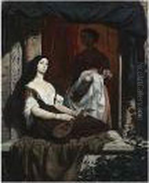 La Joueuse De Cithare Oil Painting by Francois Leon Benouville