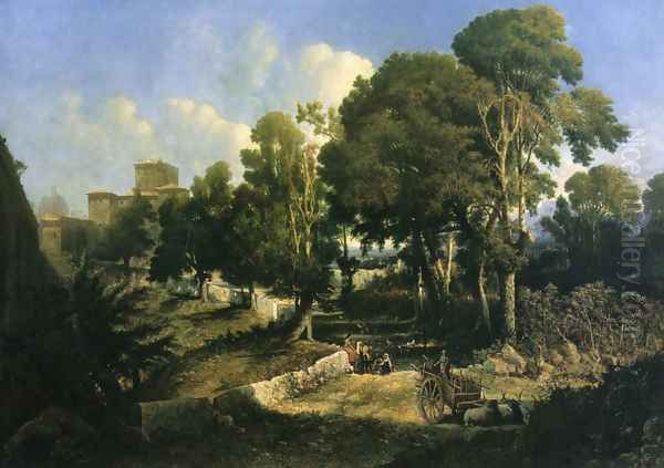 Effect near Noon - Along the Appian Way Oil Painting by George Loring Brown