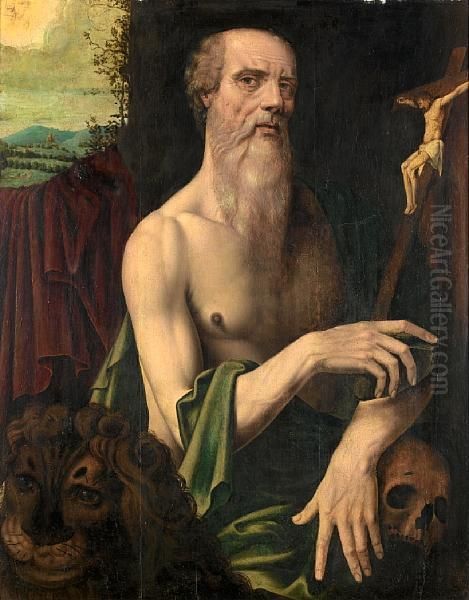 Saint Jerome Repentant Oil Painting by Ambrosius Benson