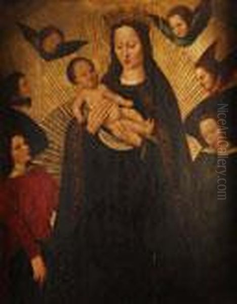 Virgen Con El Nino Y Angeles Oil Painting by Ambrosius Benson