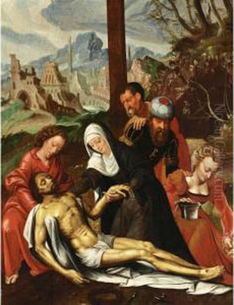 The Lamentation Of Christ With 
The Virgin Mary, Saint John The Baptist, Mary Magdalene, Joseph Of 
Arimathaea And Nicodemus Oil Painting by Ambrosius Benson