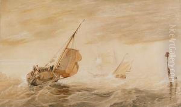 Shipping Off The Dutch Coast Oil Painting by Charles Bentley