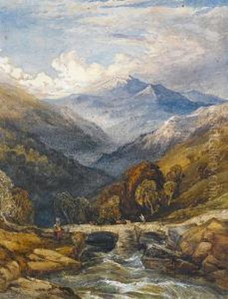 Vale Of Dolwyddelan, North Wales Oil Painting by Charles Bentley