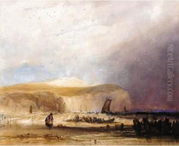 Squall Approaching The Coast, Northern France Oil Painting by Charles Bentley