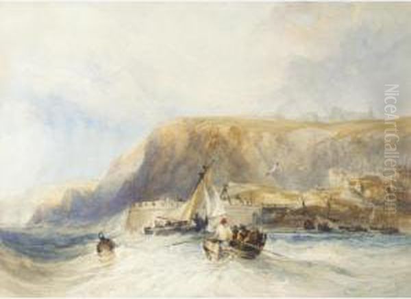 Shipping Of The Coast Of Whitby, Yorkshire Oil Painting by Charles Bentley