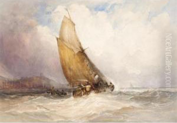 Shipping Off Scarborough Oil Painting by Charles Bentley