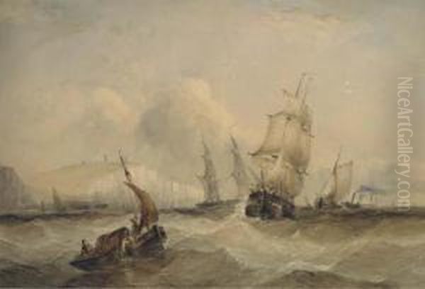 The Crowded Channel Off Dover Oil Painting by Charles Bentley