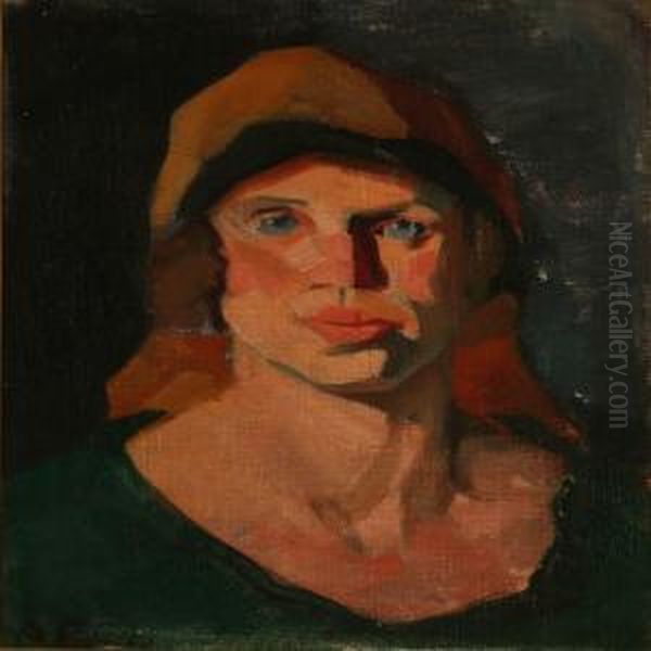 Portrait Of A Woman Oil Painting by Axel Bentzen