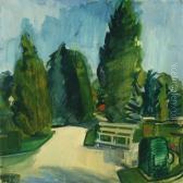 View Of A Park Oil Painting by Axel Bentzen