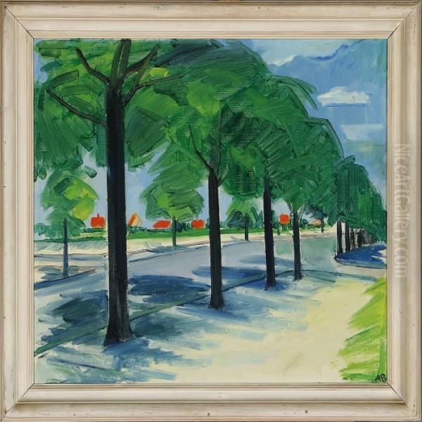 View Of An Avenue Oil Painting by Axel Bentzen