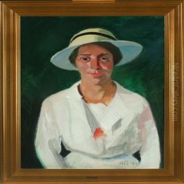 Portrait Of A Woman Oil Painting by Axel Bentzen