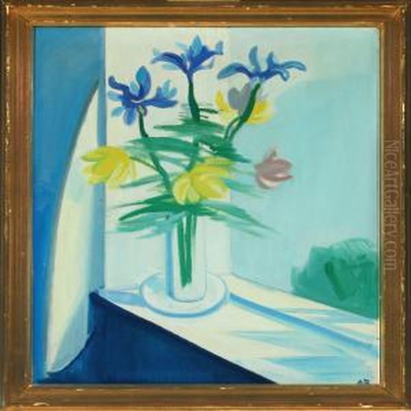 Flowers On A Windowsill by Axel Bentzen