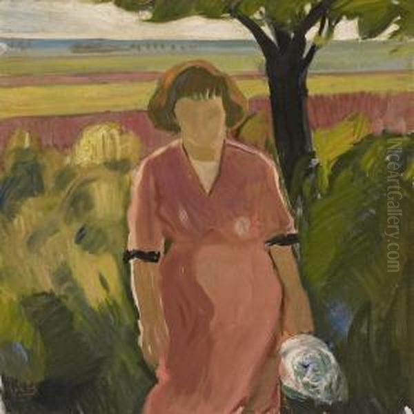 Summerlandscape With Awoman by Axel Bentzen