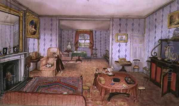 Drawing Room, Clay Hill, f12 from An Album of Interiors, 1843 Oil Painting by Charlotte Bosanquet