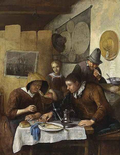 Family Having Breakfast Oil Painting by Richard Brakenburg