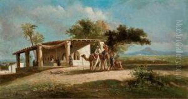 La Halte Oil Painting by Narcisse Berchere