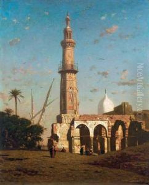 Le Minaret Oil Painting by Narcisse Berchere