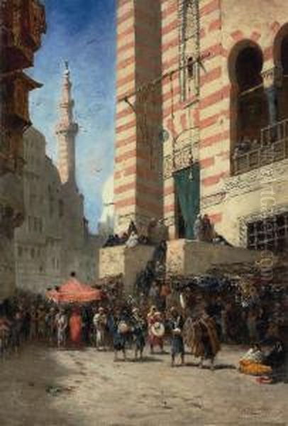 A Procession In Cairo Oil Painting by Narcisse Berchere