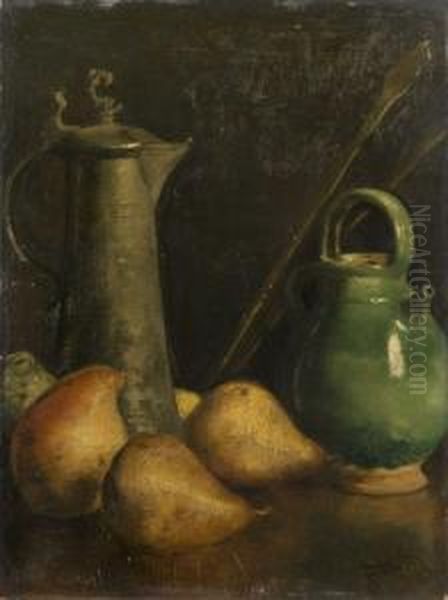 Nature Morte Au Pichet Et Aux Poires Oil Painting by Narcisse Berchere