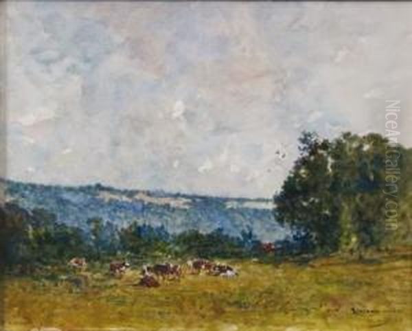 Paysage A Vasouy Oil Painting by Narcisse Berchere