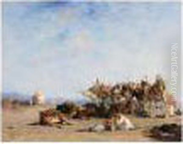 Une Halte Dans Le Desert Oil Painting by Narcisse Berchere