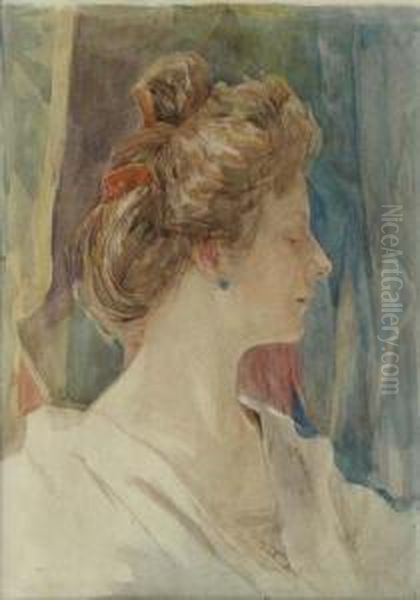 Femme De Profil Oil Painting by Emile Berchmans