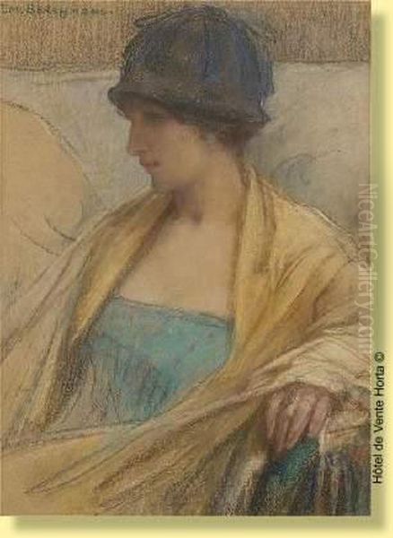 Jeune Femme De Profil Oil Painting by Emile Berchmans