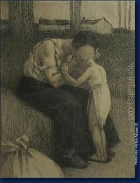 Mere Et Enfant Oil Painting by Emile Berchmans