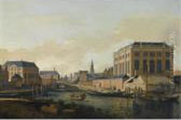 Amsterdam: A View Of The Portuguese And The Oil Painting by Gerrit Adriaensz Berckheyde