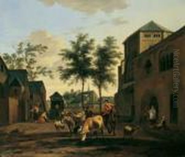 Blick Auf Koln Mit Den Kirchen St. Gereon Und St. Pantaleon. Oil Painting by Gerrit Adriaensz Berckheyde