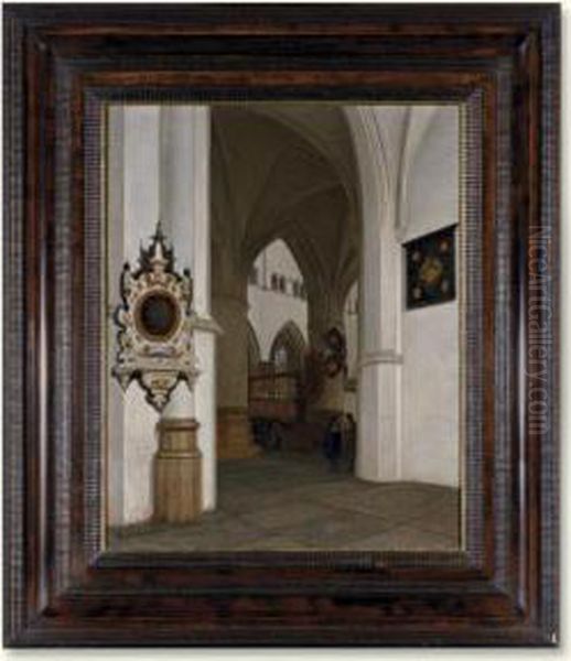 The Interior Of The St. Bavokerk, Haarlem, Looking South-west Towards The Choir Screen Oil Painting by Job Adriaensz. Berckheyde