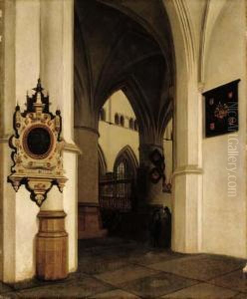 The Interior Of The St. Bavokerk, Haarlem, Looking South-west Towards The Choir Screen Oil Painting by Job Adriaensz. Berckheyde