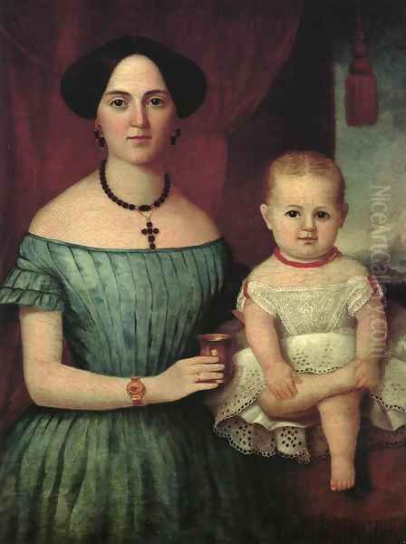 Mrs. Weldon Wright and Her Daughter Oil Painting by John Henry Byrd