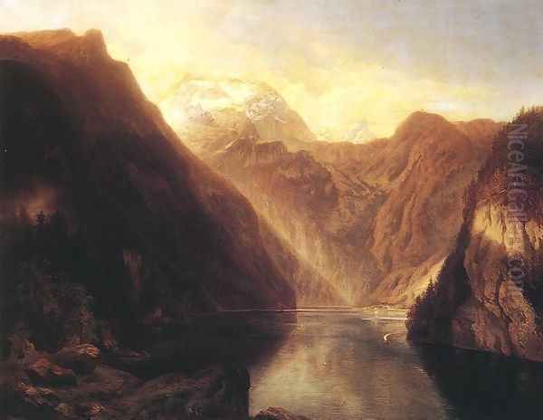 Alpesi to, 1853 Oil Painting by Sandor Brodszky