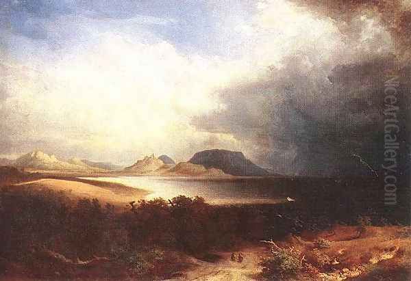 Kilatas a Balatonra (Vihar a Balatonon), 1851 Oil Painting by Sandor Brodszky