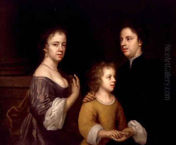 Self Portrait with Husband and Son c.1659-60 Oil Painting by Mary Beale