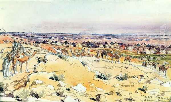 Pilgrim camp at Birkat Jemameh, Saudi Arabia 1879 Oil Painting by Lady Anne Blunt