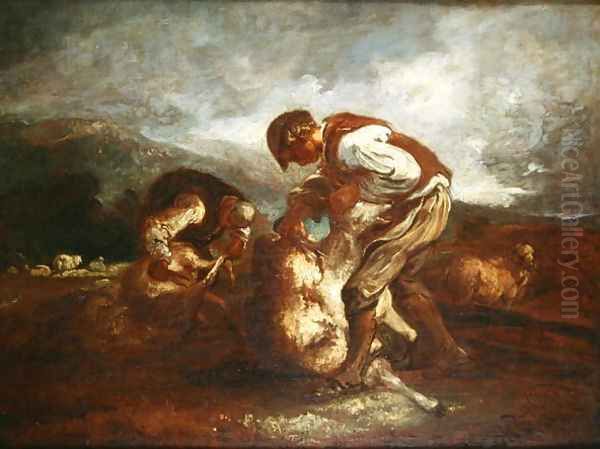 Sheep Shearing Oil Painting by Thomas Barker of Bath