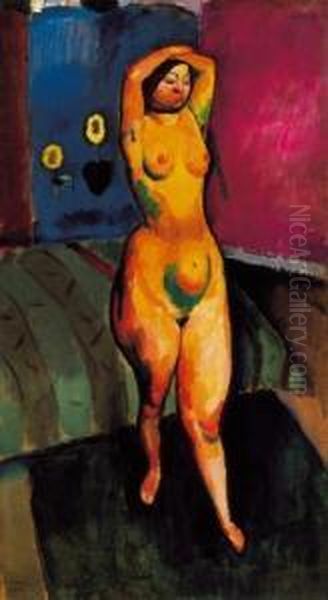 Nude Of An Italian Girl (nu D'une Jeune Italienne) Oil Painting by Robert Bereny