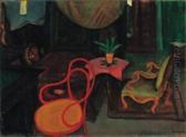 Interior With Red Thonet-chairs, Second Half Of The 1920s by Robert Bereny