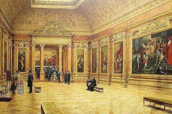 Ruben's room at Louvre Museum 1904 Oil Painting by Louis Beroud