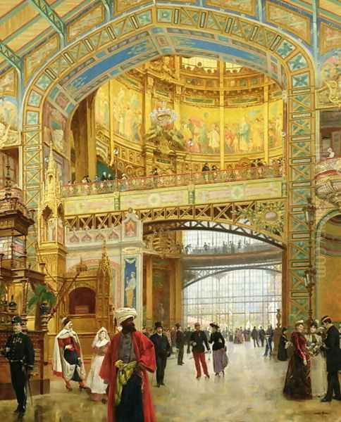 The Central Dome of the Universal Exhibition of 1889 Oil Painting by Louis Beroud