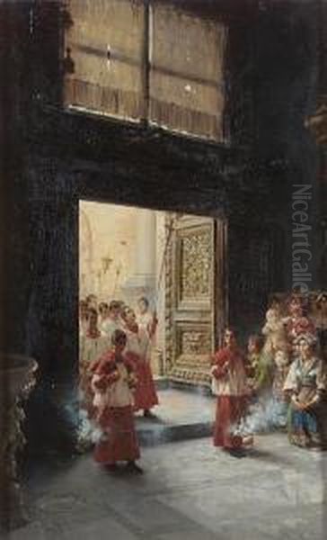 Leading The Procession Oil Painting by Francesco Bergamini